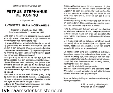 Petrus Stephanus de Koning- Antonetta Maria Hoefnagels